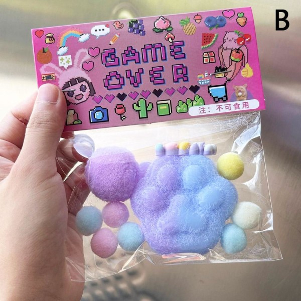 Fidget Leksak Kawaii Plysch Katt Tass Transparent Kub Stress Relief S B one-size