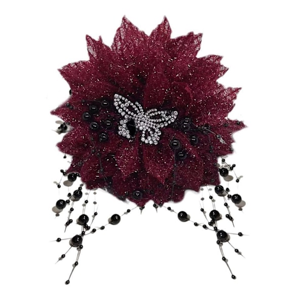 Svart fjäder tofs blomma hårklämmor för kvinnor och flickor Elegant W1E7 X4I3 Black 11cm