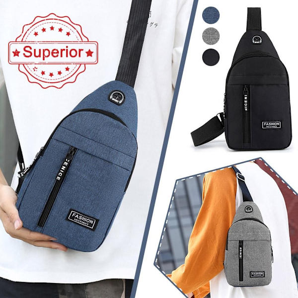 Oxford Tyg Bröstväska Stor Kapacitet Sport Utomhus Ryggsäck Väska Fritid Crossbody Axel I2c2 Blue One size