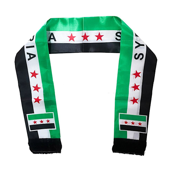 Syrien Syriska Landet Lättviktig Flagga Tryckt Stil Scarf 135cm/53.14 tum W4X3