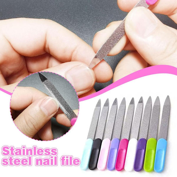 Metall Nagelfil Liten Smärgel Rostfritt Stål Dubbelsidig Pedikyr Manikyrverktyg P0d5