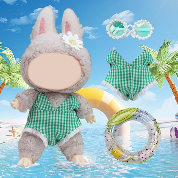 Dockkläder Outfit Tillbehör För Ropa Labubu 17cm bomulls docka Baddräkt H1D9 red glasses no doll