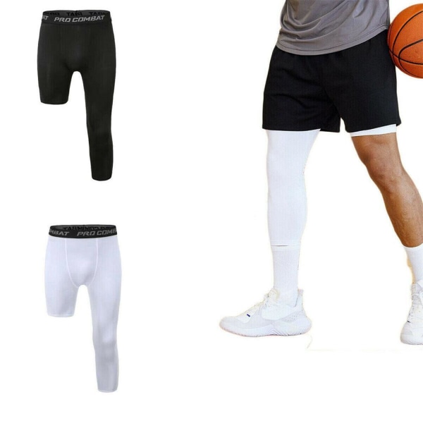 Herr One-Leg Kompression Baskettights byxor kompression cr black 1