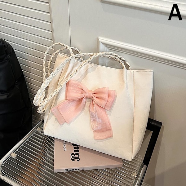 Vacker Klassisk Stor Rosett Axelväska Rosett Axelväska PU Mode Ny E2 Pink One size