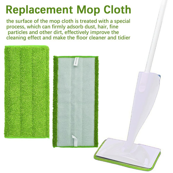 Återanvändbara moppdynor i mikrofiber, tvättbara, gröna, platta tygtillbehör, mopphuvudduk K9o7