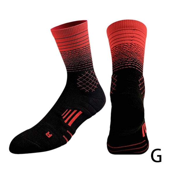 1 Par Gradient Basketbollstrumpor Handdukbotten Elite Strumpor Profes Black red 1pair