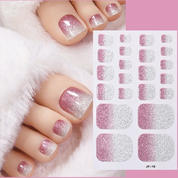 Glitter Tånageldekor Självhäftande Full Täckning Ren Färg Tånagel Wraps GXU  JF-26 1pcs
