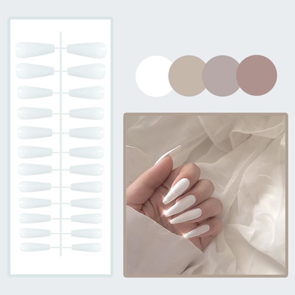 Manikyr Enfärgad Falska Naglar Lång Nagel Konstgjord Nagel Falska Trapetsformade Konstnaglar P4r3 style 4 1set