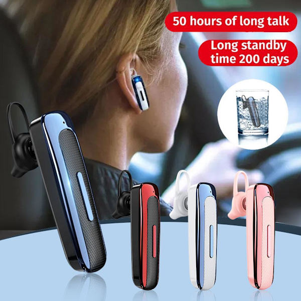 Trådlöst Bluetooth-headset HD Brusreducerande Handsfree för lastbilschaufförer x 1 ∴ black red 1 Set