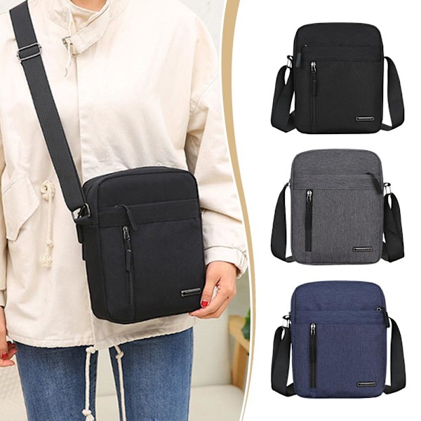 Liten axelremsväska Nylon Multi Pocket Portabel pojkväska C1T4 Black One size