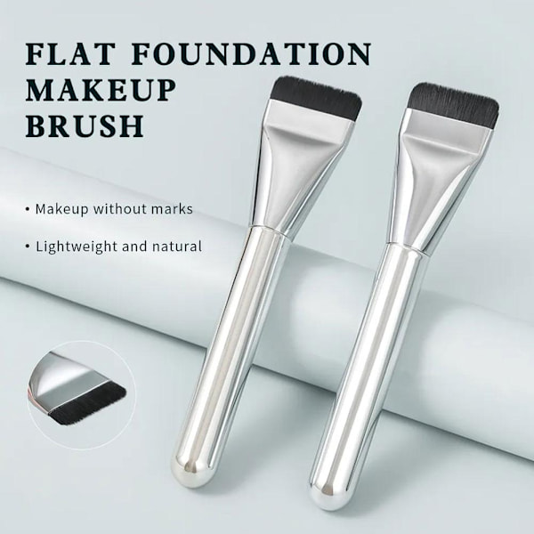 Kosmetisk Smink Platt Huvud Foundation Rouge Bronzer Kontur Concealer Borste V0A1 sliverB rubber handle