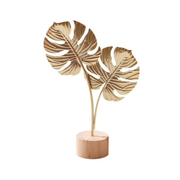 Staty Ginkgo Leaf Ornament Metall Guld Blad Skulptur Modern Ho Single glans dorsal leaf 1pcs