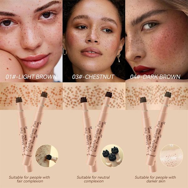 Naturlig Fräknepenna Mjuk Hållbar Vattentät Prick Makeup Penna Markör BÄSTf 01#light brown one size