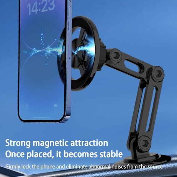 720° Roterande Magnetisk Biltelefonhållare i Metall, Vikbar Mobiltelefon