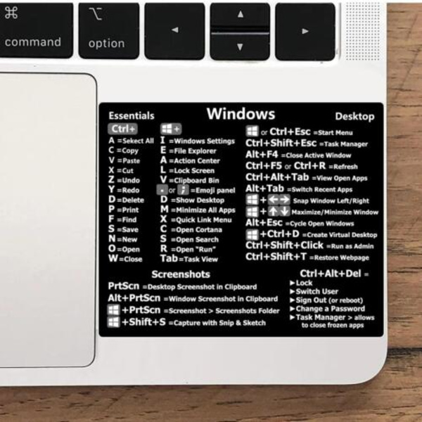 Tangentbord Genväg Klistermärke Referens för PC Laptop Windows PC for Window One-size