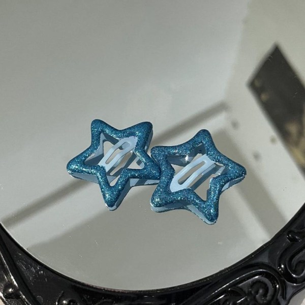 2st Star Hårklämmor För tjejer Metal Star Snap Clip Söt hårnål blue one size