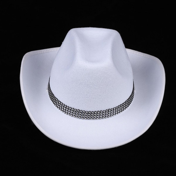 Man Kvinna Diamant Cowboyhatt Med Diamant Svart Vit.1 black One-size