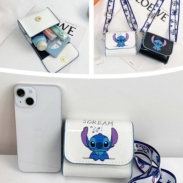 Stitch Messenger Väska Tecknad Söt Flickor PU Läder Underarms Mini Väska Tote Mode Kvinnor Z1W4 White without letter