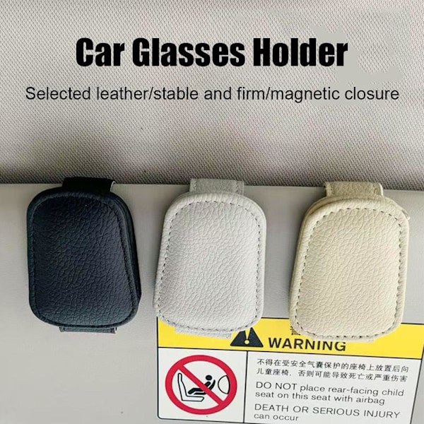 Bilglasögonklämma i Läder Solskydd Solglasögon Kortfäste Tillbehör Hållare Biljett S6p0 grey One size