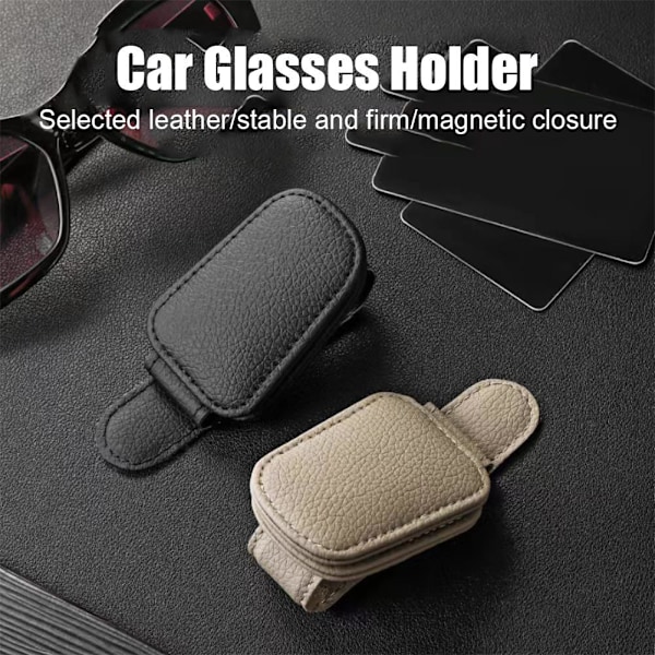 Bilglasögonklämma i Läder Solskydd Solglasögon Kortfäste Tillbehör Hållare Biljett S6p0 grey One size