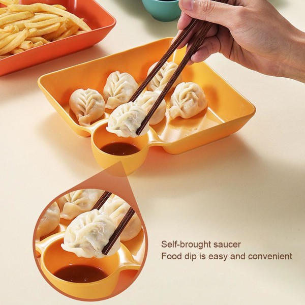 1 st Plast Snack Serveringsbricka Fyrkantig Design Dumplings Dipping white one-size