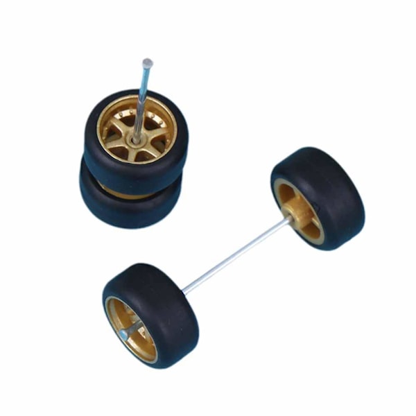 Anpassade Alloy 1:64-ekrar, hjul och däck, Real Riders-gummi för Hot Wheels W6F3 golden onesize