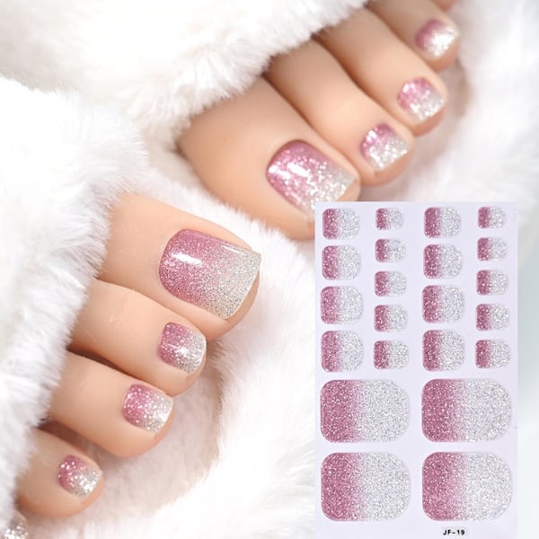 Glitter Tånageldekor Självhäftande Full Täckning Ren Färg Tånagel Wraps GXU  JF-19 1pcs