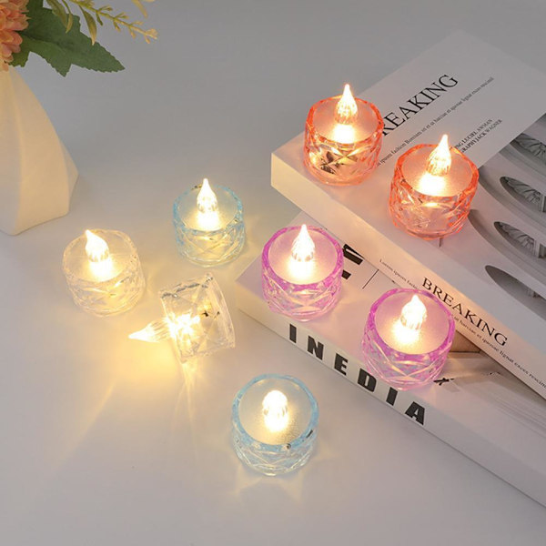 Flameless LED Värmeljus Fladdrande Batteridrivna Juldekorationer L4U6 Transparent One size