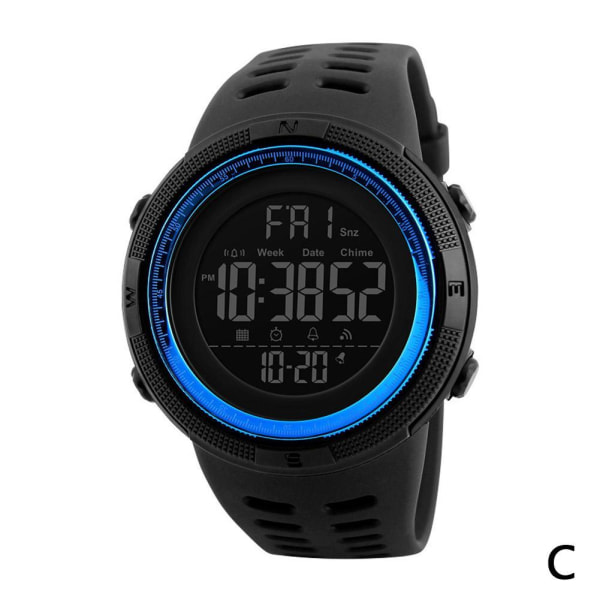 Watch Casual Alarm stötsäkert Armbandsur Mode Digital Spo Blue One size
