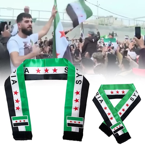 Syrien Syriska Landet Lättviktig Flagga Tryckt Stil Scarf 135cm/53.14 tum W4X3