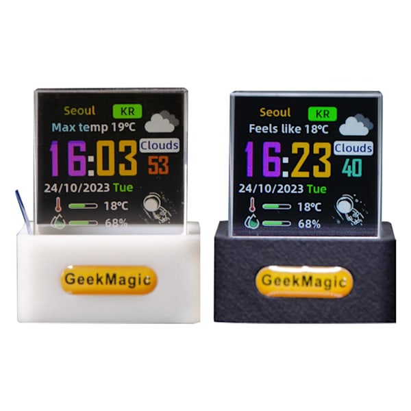 Geek-Magic Mini 3D Hologram Kub Display, Smart Väderstation Digital Klocka, GIF Animation Kreativ Gåva Cool Skrivbordsdekor Flexibel Display