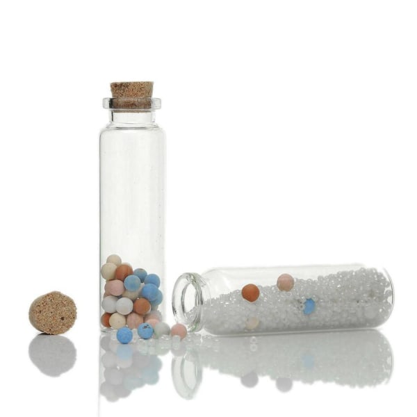 10x Mini Tom genomskinlig glasflaska med kork Liten liten flaska burk TransparentE 22*45*12.5 10pcs