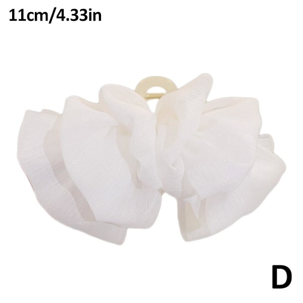 Moln-Bubbla Hårklämma Mesh-Rosett Stor Hajklämma White 11cm