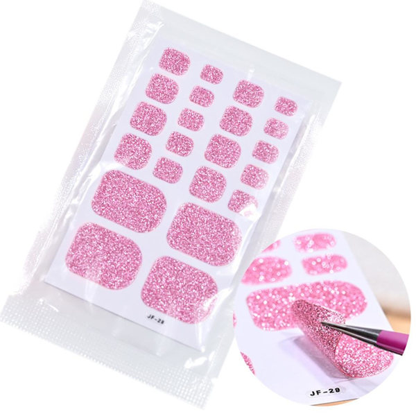 Glitter Tånageldekor Självhäftande Full Täckning Ren Färg Tånagel Wraps GXU  JF-27 1pcs