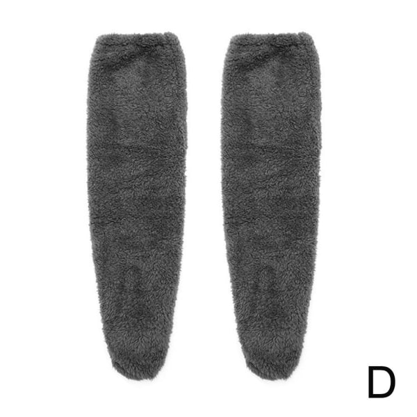 Över knähöga Luddiga långa strumpor Plysch tofflorstrumpor Benvarma grey one-size