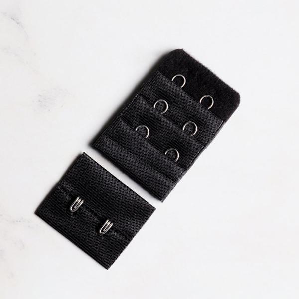 BH-förlängare för kvinnor, mjuk, bekväm, stretchig BH-förlängningsrem, 2 hakar 3 O3Y9 Black One size