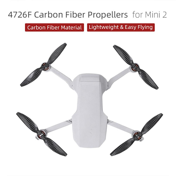 Kolfiber Lågbrus Propellrar för DJI Mini 4K/Mini 2 SE/Mini 2/Mini SE Tillbehör, Ersättningsblad Propellerdelar 8pcs for DJI Mini 4K
