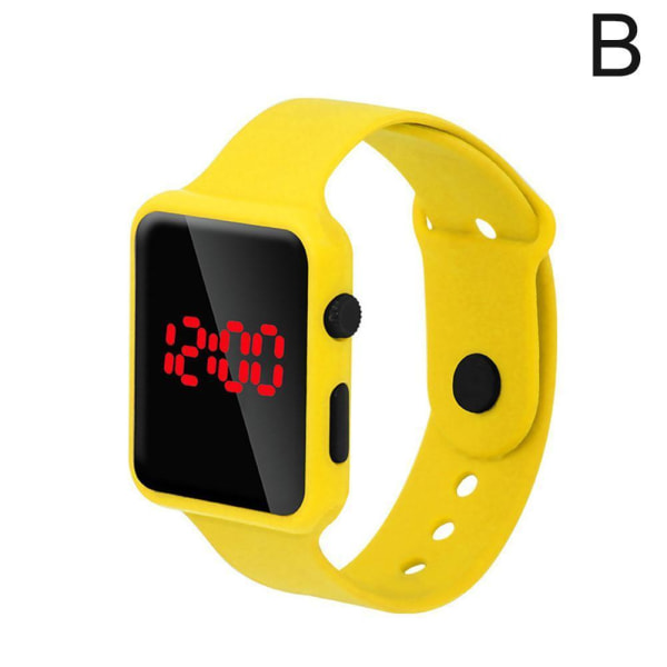 Mode fyrkantig LED digital watch Unisex silikon armband handled Yellow One size