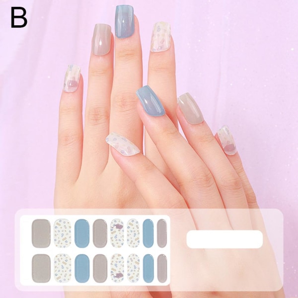 Kvinnlig Makeup Nail Patch 3D Bronzing Gel Nail Sticker Halvhärdad 2 set