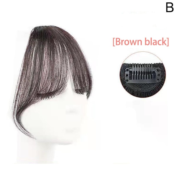 Falska lugg 3D Franska lugg Peruk Kvinnors Pannhår Gardin Hea Brownish black 1pcs