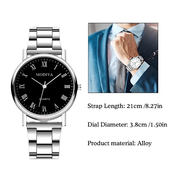Herr Quartz Klocka Rostfritt Stål Armband Affärsklocka Mode Enkel Legeringsklocka För E7T0 White Digital scale