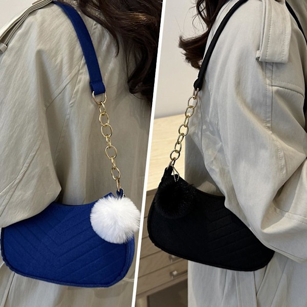Retro Väska Fleece Ny Mode Textur Axelväska Enfärgad Hårboll Damväska Vinter Ny Fräsch Filt Armhåleväska Utländsk Stil Liten Fyrk Red One size