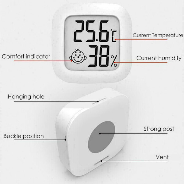 Digital LCD inomhus Hygrometer Termometer Fuktighetsmätare Rum хф ъ[
