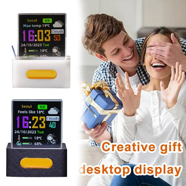 Geek-Magic Mini 3D Hologram Kub Display, Smart Väderstation Digital Klocka, GIF Animation Kreativ Gåva Cool Skrivbordsdekor Flexibel Display