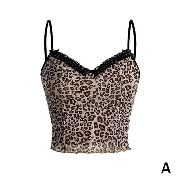 Dam Leopard Crop Top Väst Estetisk Korsett Topp Off Shoulder brownS S