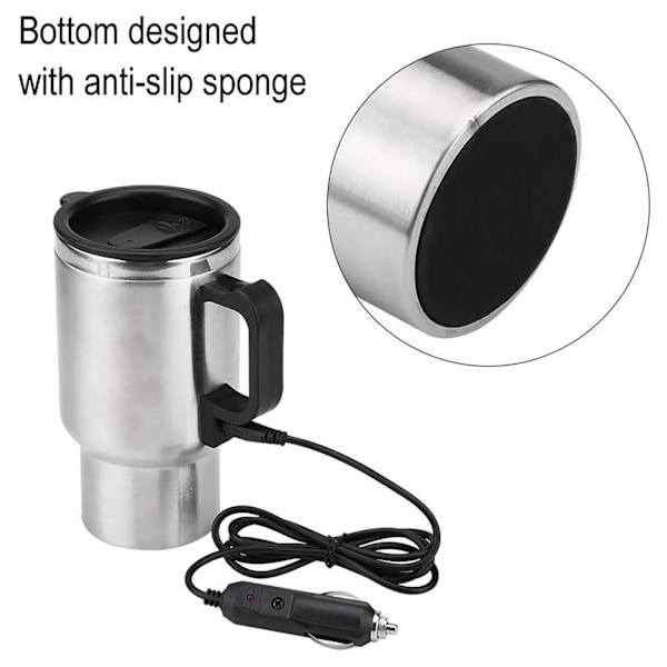 Resemugg med värme 500ml Bilbaserad Vattenkokare Kopp 12V F5Y1