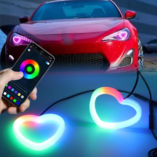 Rgb Färgglada Kärlek Led Modifierade Bilstrålkastare Kärlek Dekorativ App Mobil Bluetooth Bländare C4n8