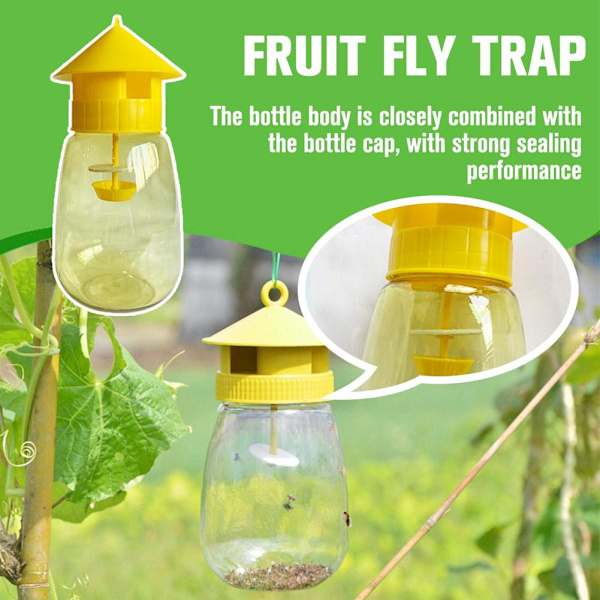 Återanvändbar Fruktflugfälla Dödare Gul Bur Drosophila Fälla Flugfångare Uteplats L3#