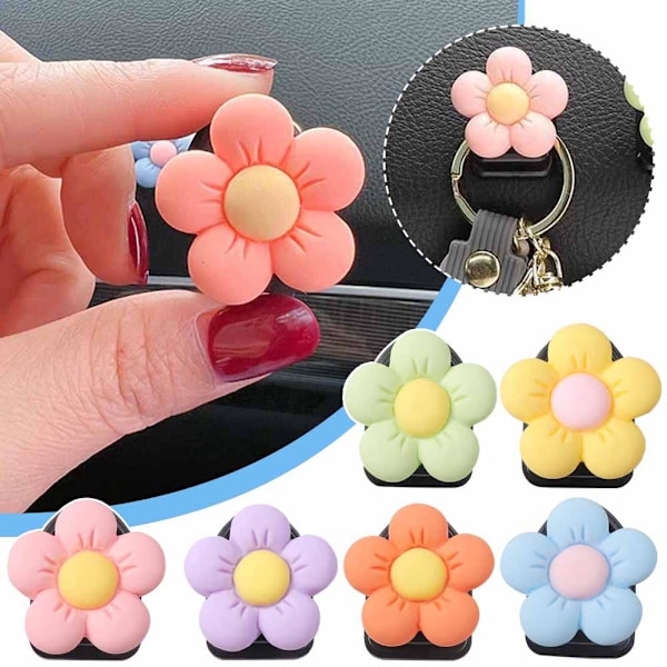 Mini-krokar med blommönster, klibbiga bilkrokar, kreativa inredningskrokar V7L5 R3S5 Sa yellow 1pcs