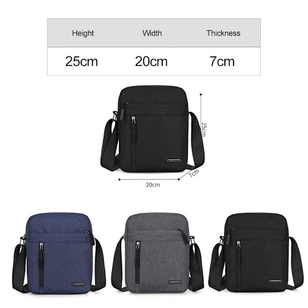 Liten axelremsväska Nylon Multi Pocket Portabel pojkväska C1T4 Black One size